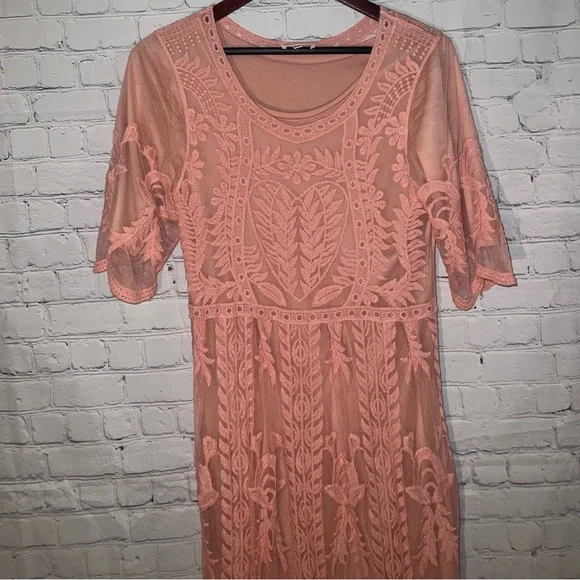 Orange Creek Long Pink floral dress size S/M - Picture 6 of 11